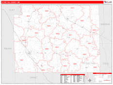 Otter Tail County, MN Digital Map Red Line Style